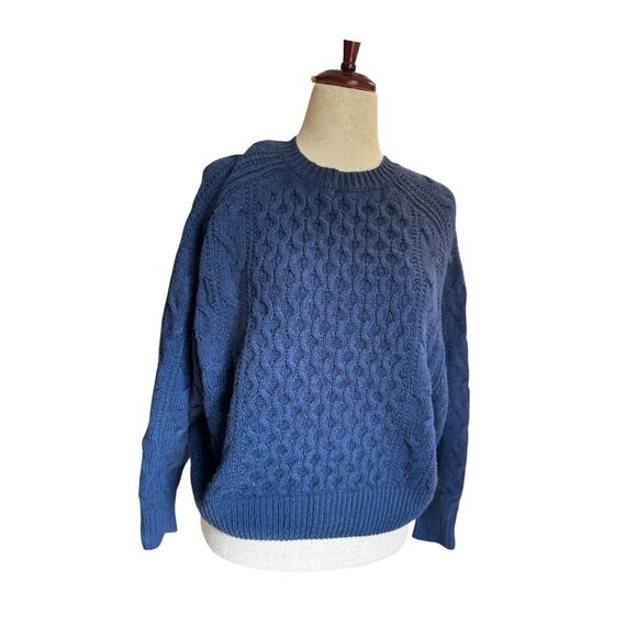 Universal Thread Navy Blue Cable Knit Sweater | Crop Chunky Pullover Small - Picture 1 of 7